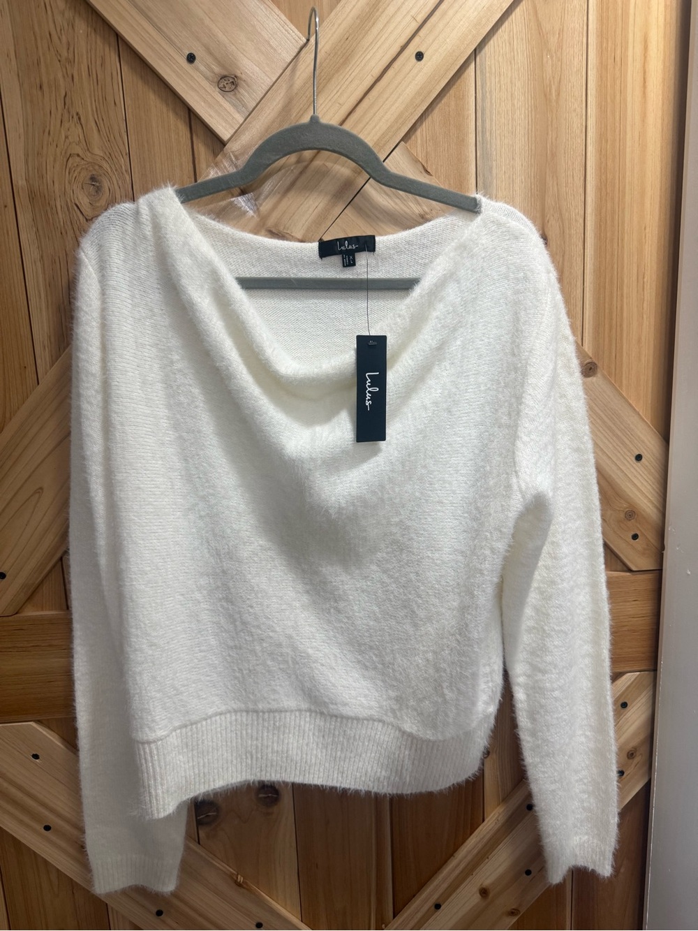 Lulu's Ivory Draped Cowl-Neck Sweater